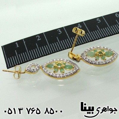 گوشواره زمرد با یک جفت الماس کوچک