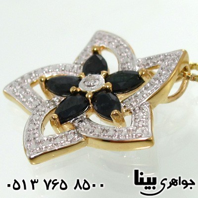 گردنبند یاقوت کبود ستاره با الماس کوچک
