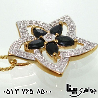گردنبند یاقوت کبود ستاره با الماس کوچک