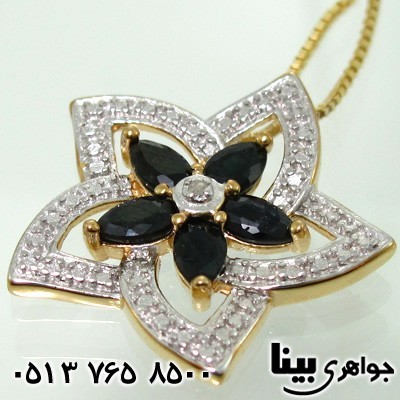 گردنبند یاقوت کبود ستاره با الماس کوچک