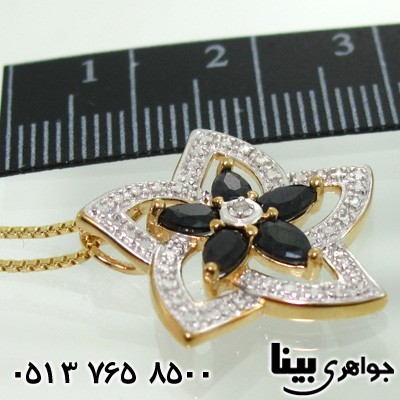 گردنبند یاقوت کبود ستاره با الماس کوچک