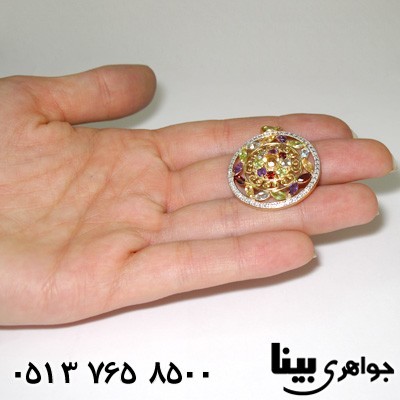گردنبند چند جواهر درشت آمتیست، زبرجد،سیترین، آکوآمارین، گارنت و الماس