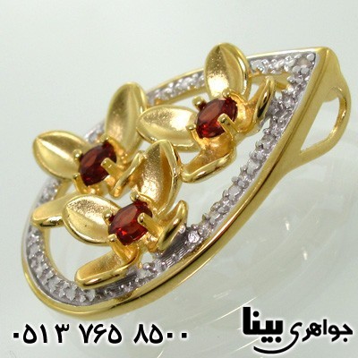 گردنبند یاقوت گارنت گل با الماس کوچک
