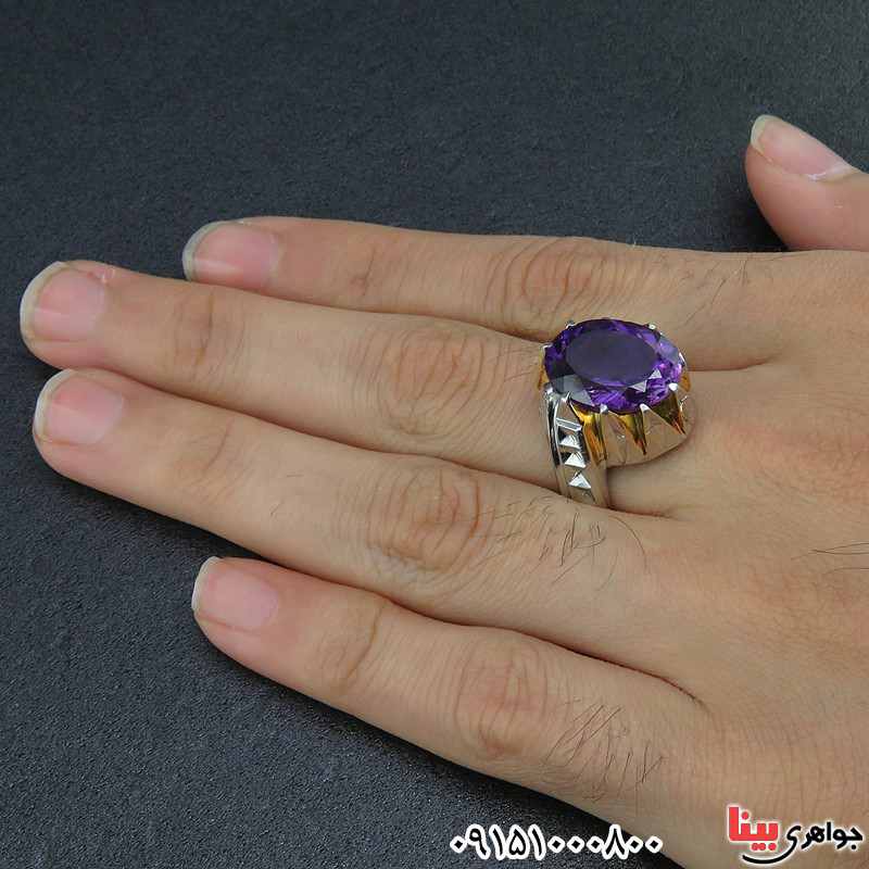 انگشتر آمتیست دست ساز مردانه خاص فاخر _کد:26765