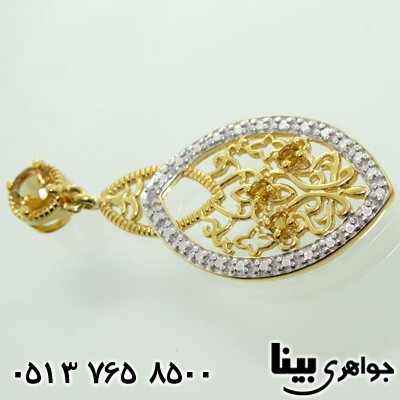 گردنبند سیترین طرح ملیله با الماس کوچک