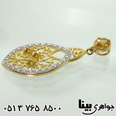 گردنبند سیترین طرح ملیله با الماس کوچک