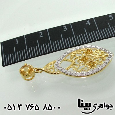 گردنبند سیترین طرح ملیله با الماس کوچک
