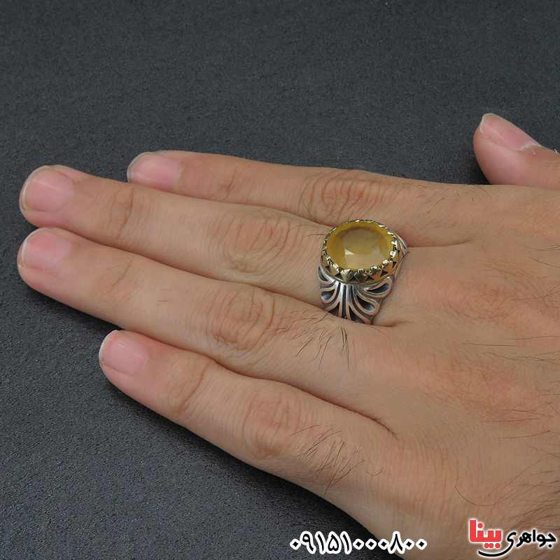 انگشتر یاقوت زرد آفریقایی خوشرنگ تاج برنجی _کد:26797