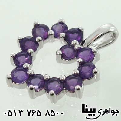 گردنبند آمتیست 12 نگین قلبی