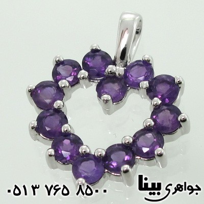 گردنبند آمتیست 12 نگین قلبی