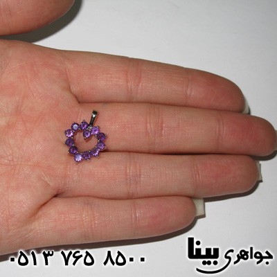 گردنبند آمتیست 12 نگین قلبی