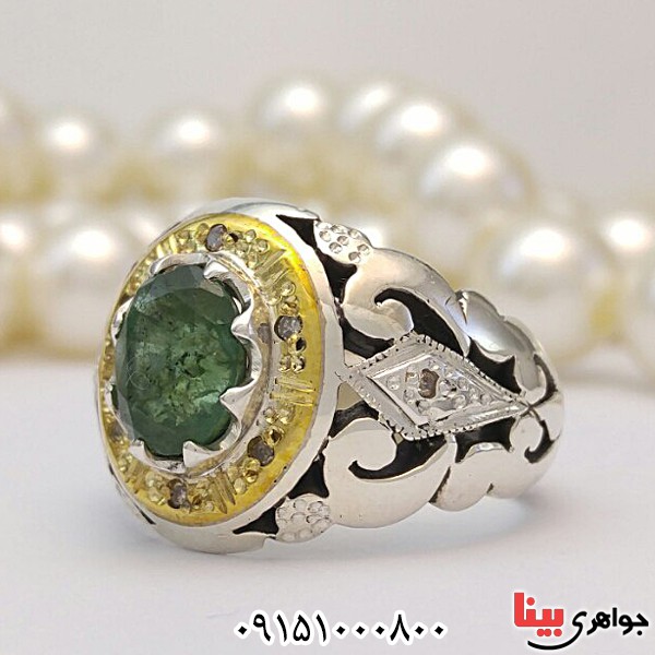 انگشتر زمرد دست ساز فاخر مردانه _کد:27038