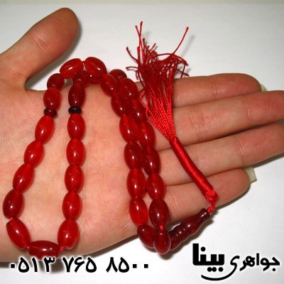 تسبیح جید قرمز دانه هلی درشت