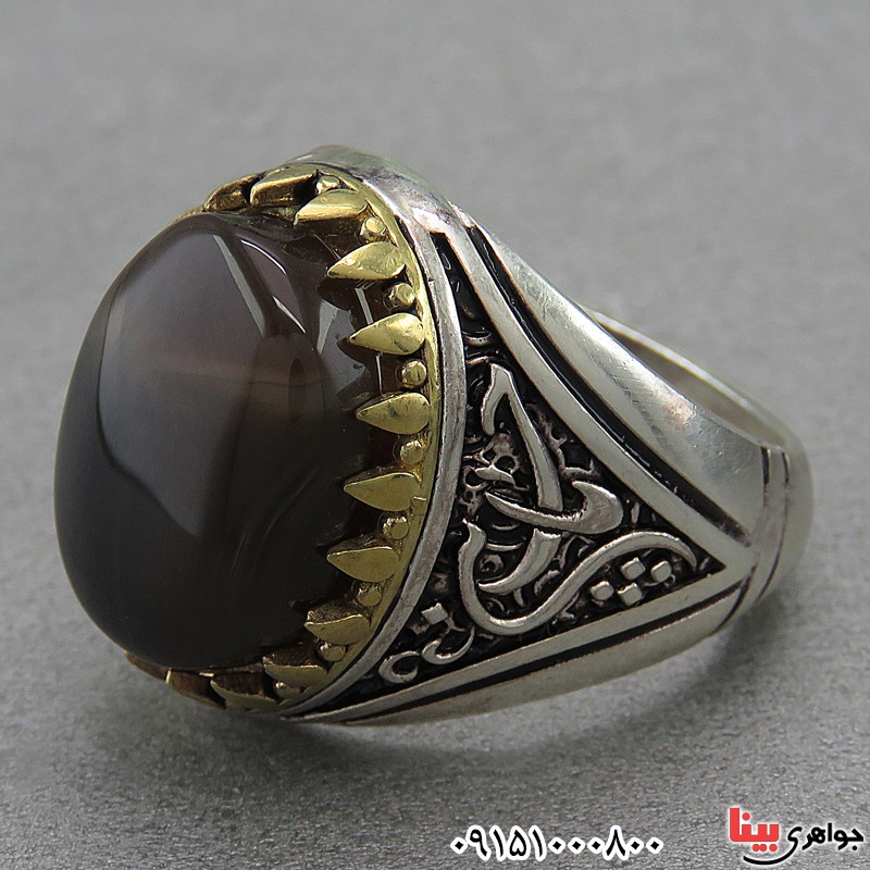 انگشتر عقیق یمنی جزع مردانه خاص و زیبا _کد:27199