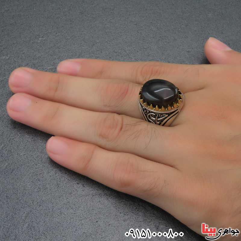 انگشتر عقیق یمنی جزع مردانه خاص و زیبا _کد:27199