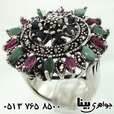 انگشتر چند جواهر زنانه اشرافی طرح شمسه
