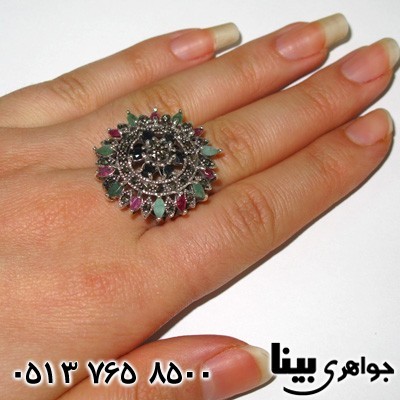 انگشتر چند جواهر زنانه اشرافی طرح شمسه