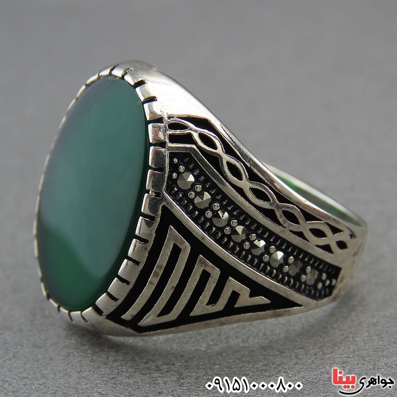 انگشتر عقیق سبز شیک و خاص خوشرنگ مردانه 