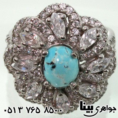 انگشتر فیروزه زنانه دور جواهری