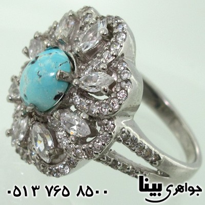 انگشتر فیروزه زنانه دور جواهری