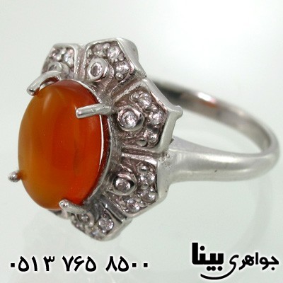 انگشتر عقیق یمنی زنانه درشت گل