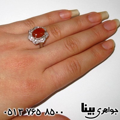 انگشتر عقیق یمنی زنانه درشت گل