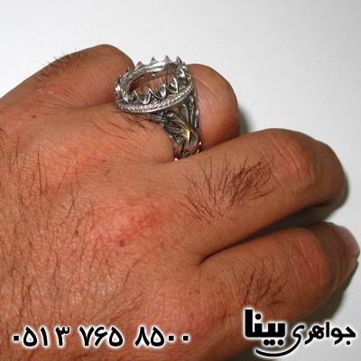 انگشتر نقره مردانه طرح اره کاری قرینه