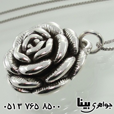 گردنبند نقره زنانه گل رز سه بعدی