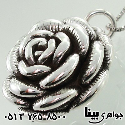 گردنبند نقره زنانه گل رز سه بعدی