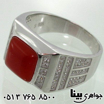 انگشتر عقیق مردانه طرح ایتالیایی