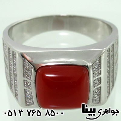 انگشتر عقیق مردانه طرح ایتالیایی
