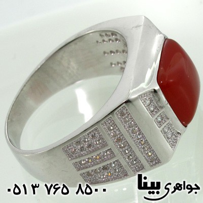 انگشتر عقیق مردانه طرح ایتالیایی