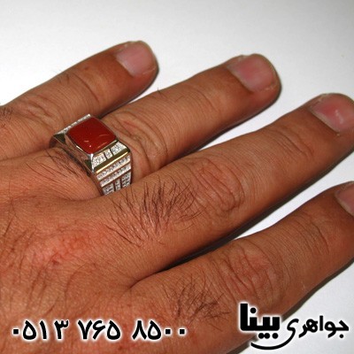 انگشتر عقیق مردانه طرح ایتالیایی