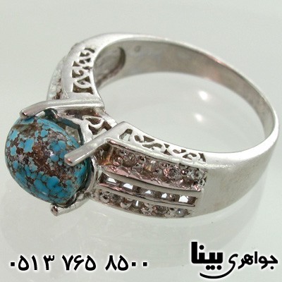 انگشتر فیروزه نیشابوری زنانه طرح ایتالیایی