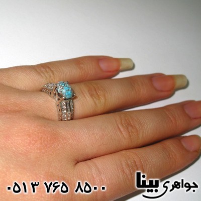 انگشتر فیروزه نیشابوری زنانه طرح ایتالیایی