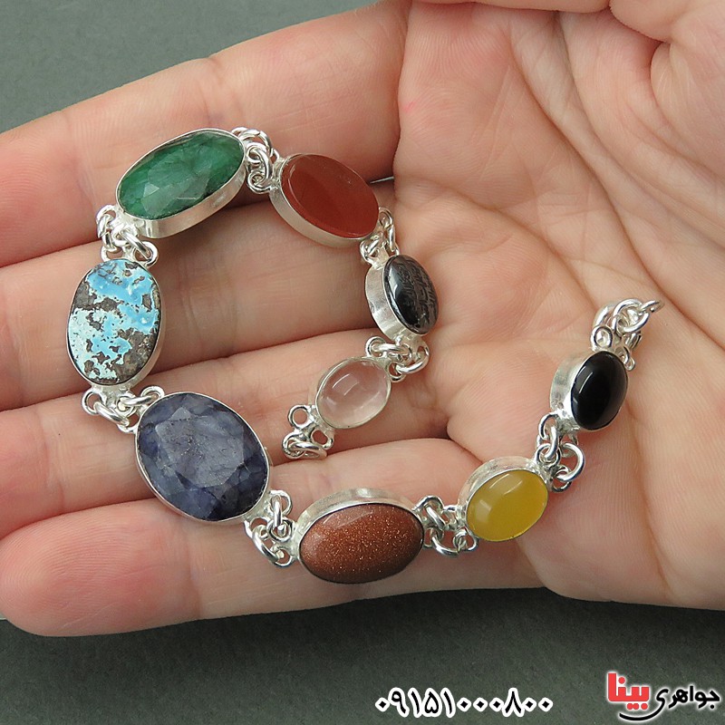 دستبند چند جواهر زیبا و خاص مناسب سنگ درمانی _کد:27637