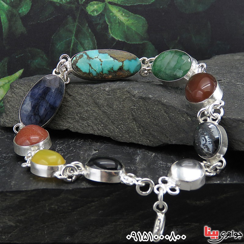 دستبند چند جواهر خاص و زیبا با سنگ های فاخر ، مناسب سنگ درمانی _کد:27640