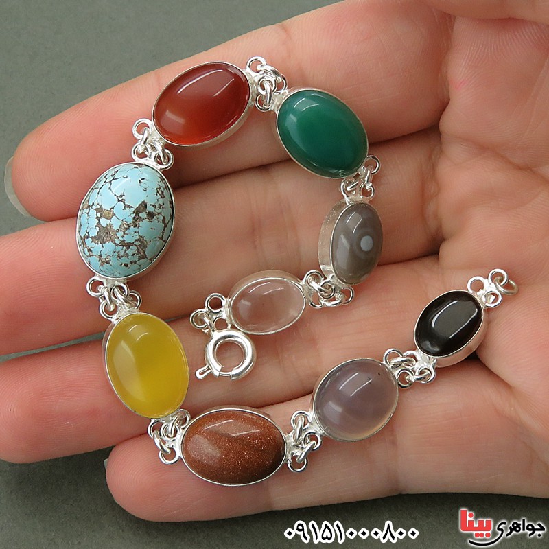 دستبند چند جواهر شیک و زیبا مناسب سنگ درمانی _کد:27644
