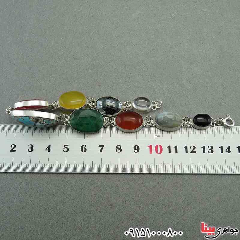 دستبند چند جواهر درشت با سنگ های فاخر، مناسب سنگ درمانی _کد:27645