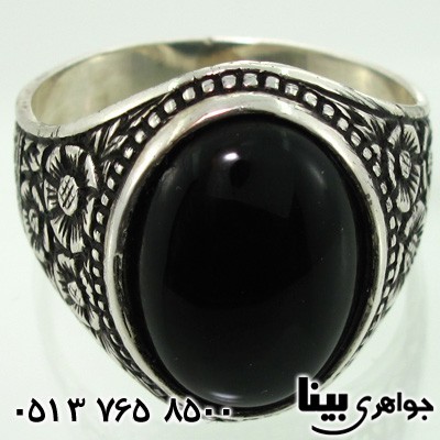 انگشتر نقره مردانه طرح عقیق سیاه