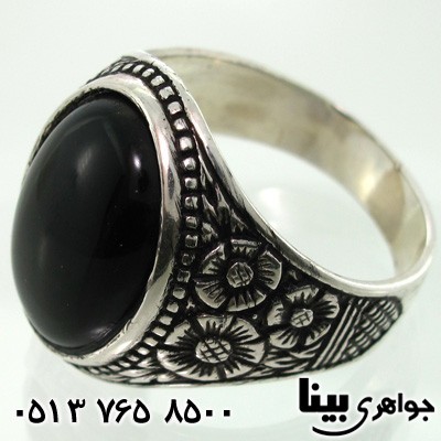 انگشتر نقره مردانه طرح عقیق سیاه
