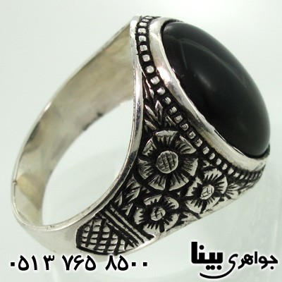 انگشتر نقره مردانه طرح عقیق سیاه