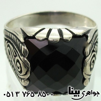 انگشتر عقیق سیاه (اونیکس) مردانه طرح قرینه