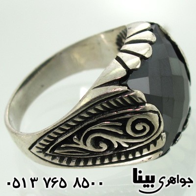انگشتر عقیق سیاه (اونیکس) مردانه طرح قرینه