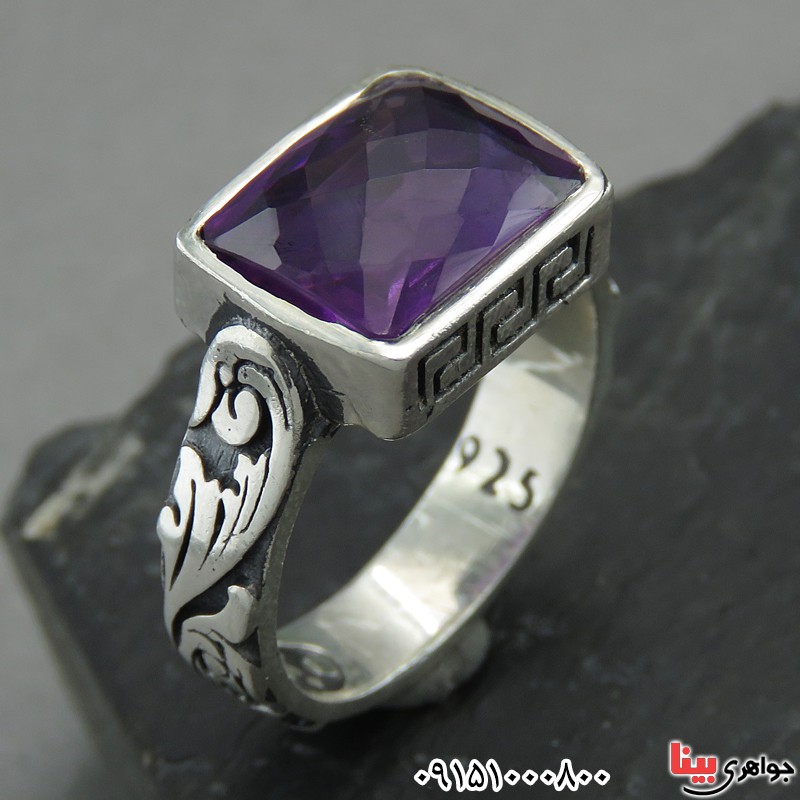 انگشتر آمتیست آفریقایی خوشرنگ و زیبا مردانه _کد:27809