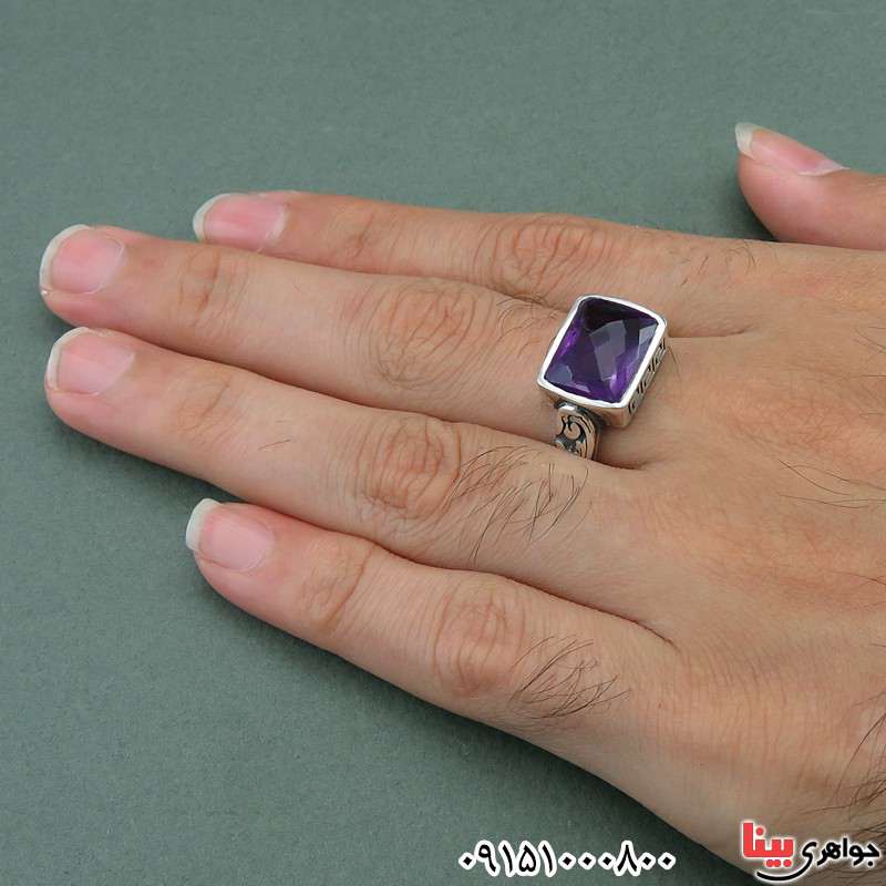انگشتر آمتیست آفریقایی خوشرنگ و زیبا مردانه _کد:27809