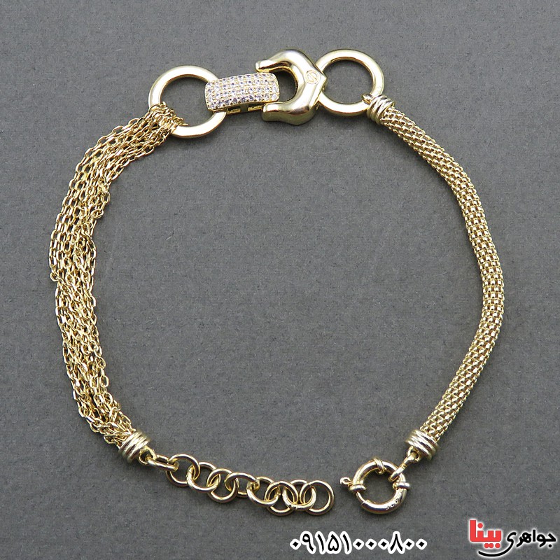 دستبند نقره خاص با روکش طلایی زیبا 