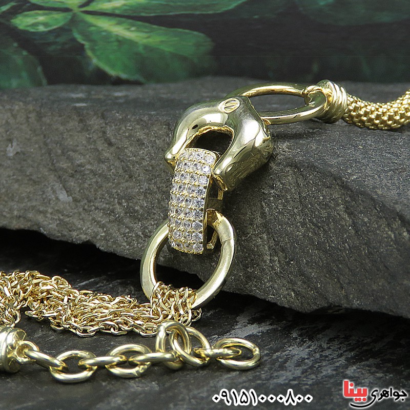 دستبند نقره خاص با روکش طلایی زیبا _کد:27831