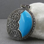 گردنبند فیروزه صنعتی مارکازیتی درشت خاص _کد:27852