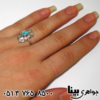 انگشتر فیروزه نیشابوری زنانه طرح فرشته